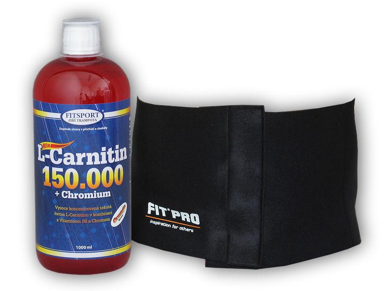 Fitsport L-Carnitin 150000+Chrom.1l + Zeštíhlovací pás Fitsport