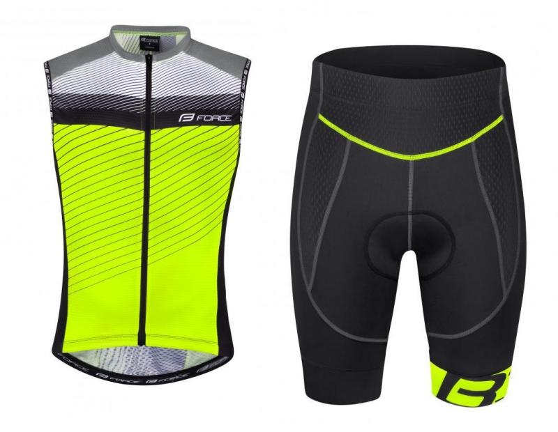 Force ACCELER fluo-černý cyklodres + Force B30 černo-fluo kraťasy FORCE