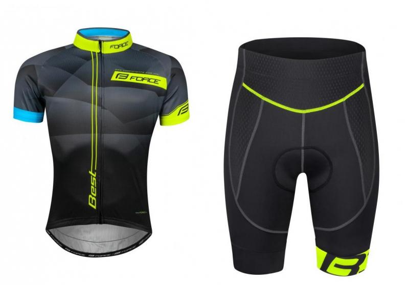 Force BEST černo-fluo dres + Force B30 černo-fluo kraťasy FORCE