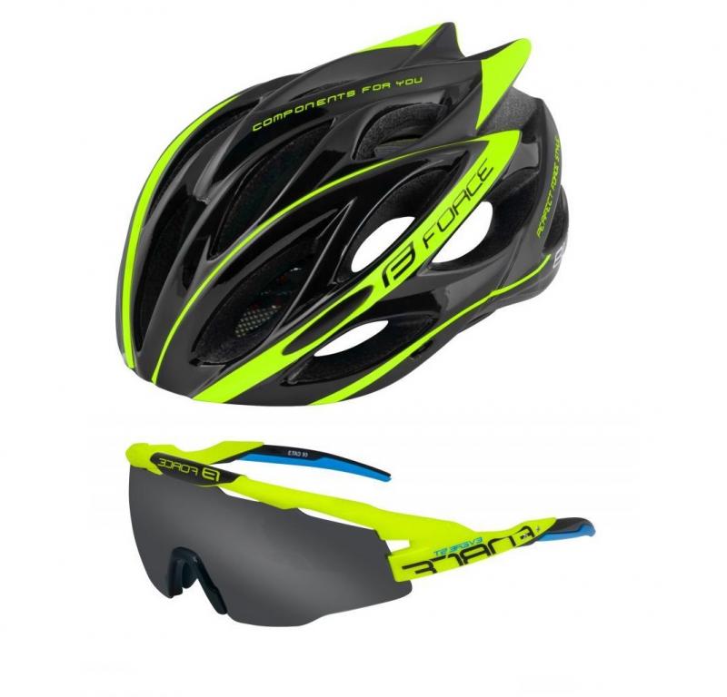 Force BULL černo-fluo přilba + Force EVEREST fluo