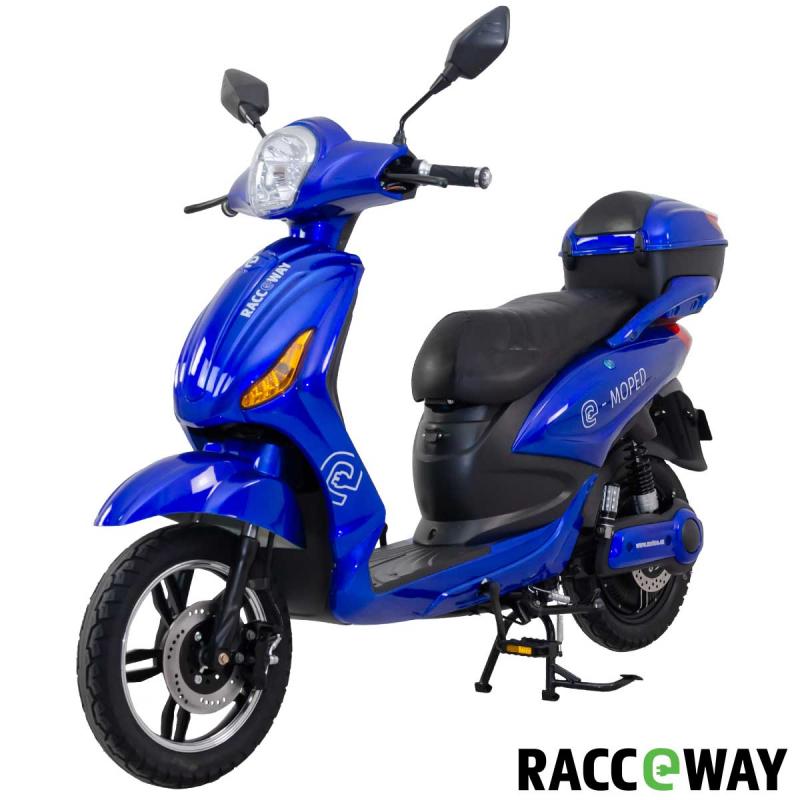 RACCEWAY Elektroskútr E-moped modrý-lesklý s baterií 12Ah + sleva 1500