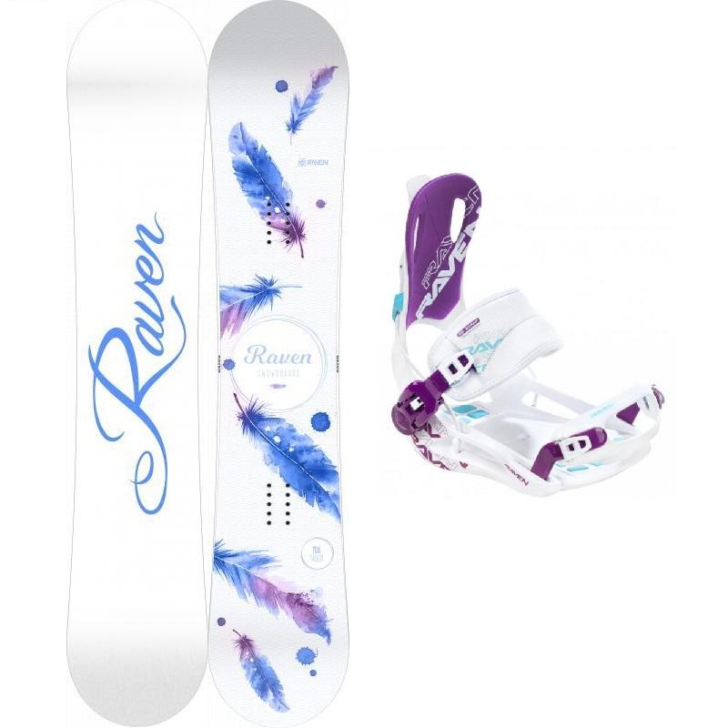 Raven Mia White snowboard + Raven FT 270 white/violet vázání Raven