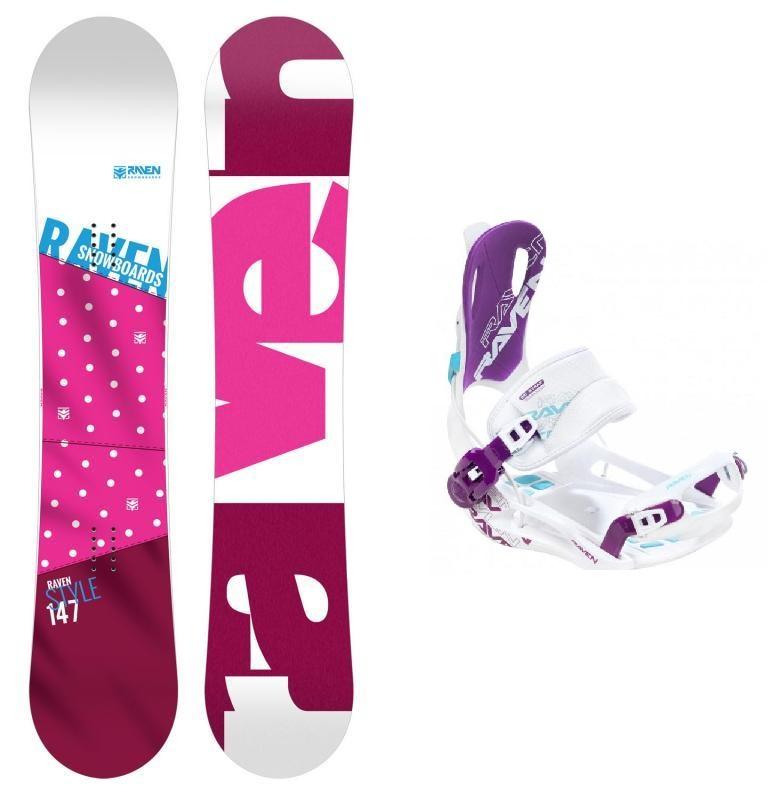 Raven Style Pink snowboard + Raven FT 270 white/violet vázání Raven