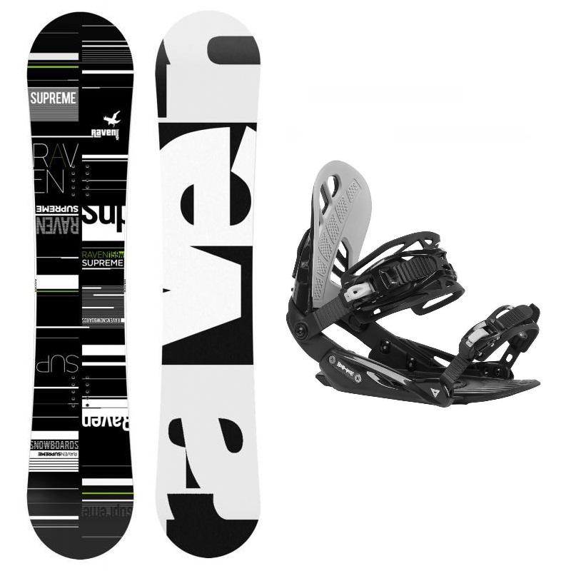 Raven Supreme black/lime snowboard + Gravity G1 black/light grey vázání Raven