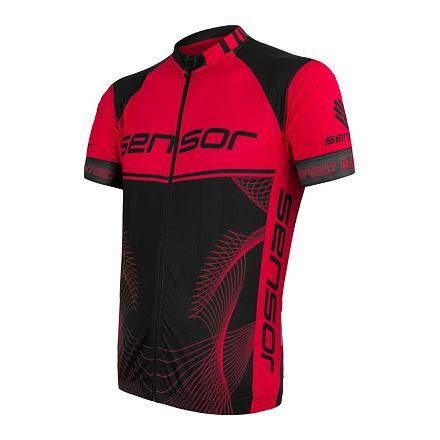 Sensor Cyklo Team Up černo/červený pánský dres krátký rukáv celozip Sensor