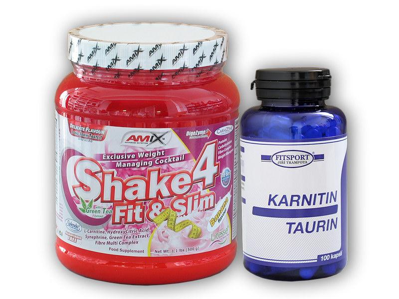 Fitsport Karnitin Taurin 100cps +Shake 4 fit Slim 500g Fitsport