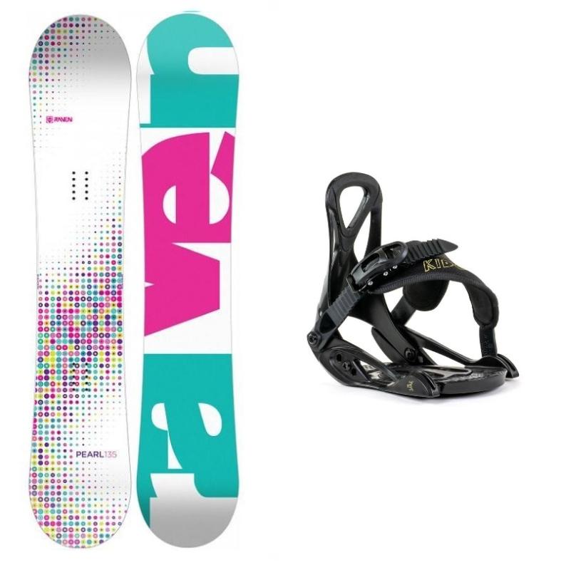 Raven Pearl white dětský snowboard + Beany Kido vázání Raven