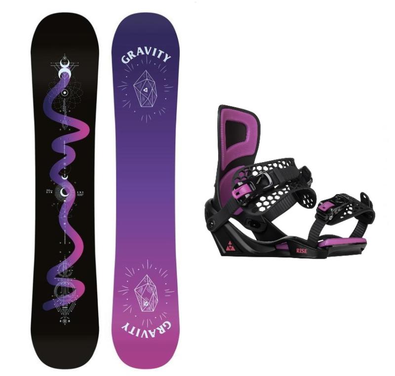 Gravity Sirene Black 23/24 dámský snowboard + Gravity Rise black/purple vázání + sleva 400