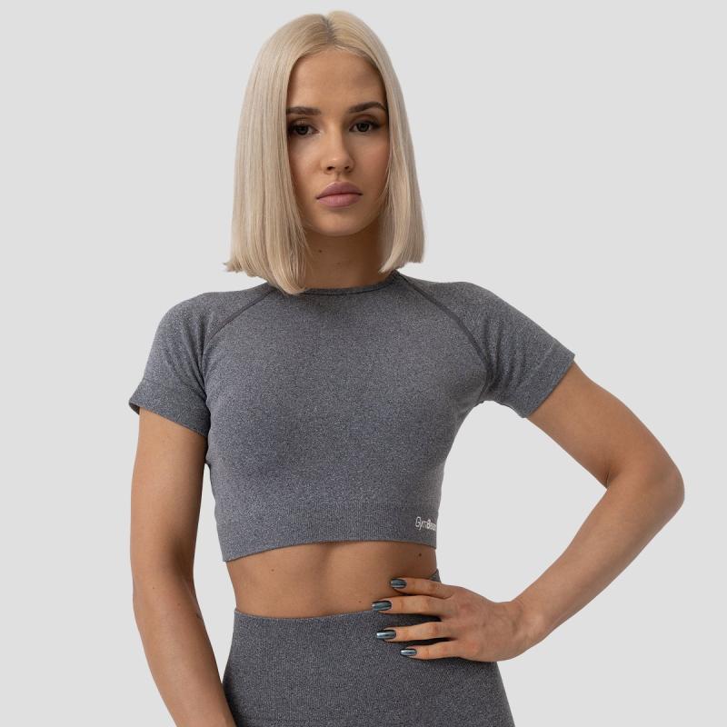 GymBeam Dámské tričko FLO Crop Top Grey GymBeam