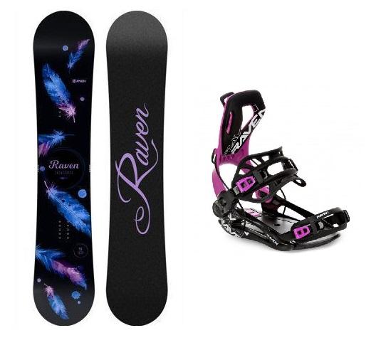 Raven Mia Black dámský snowboard + Raven FT360 black/fuchsia dámské vázání Raven